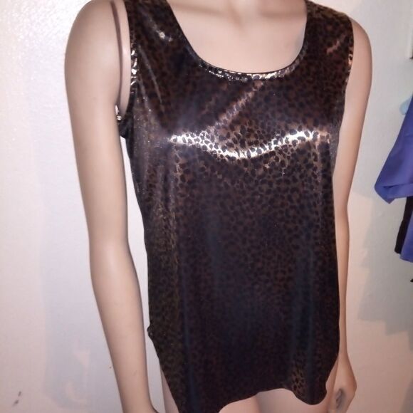 Black and gold silky TRIMMINGS sleeveless top - Picture 3 of 8